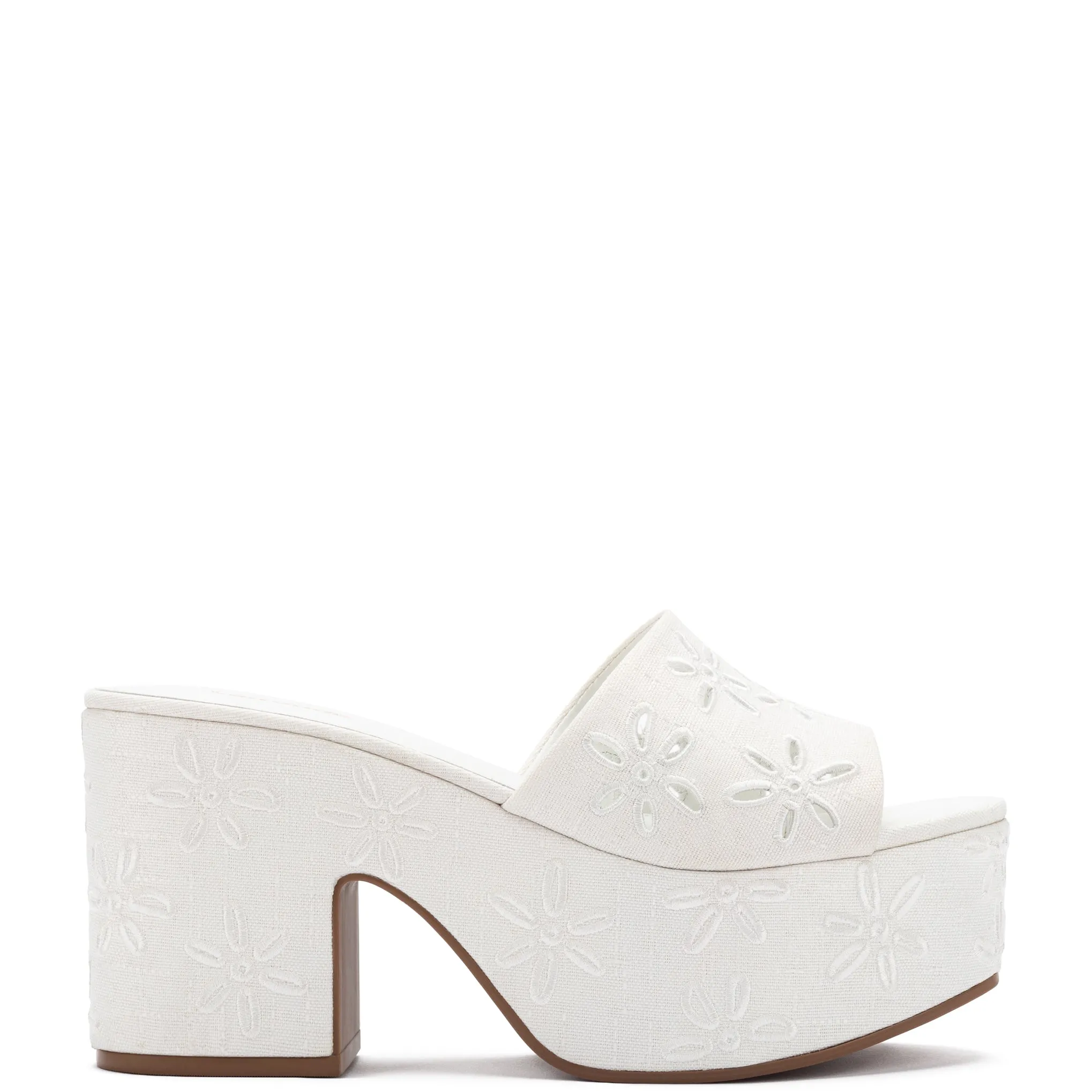 Miso Platform Sandal In White Linen sold by Larroude