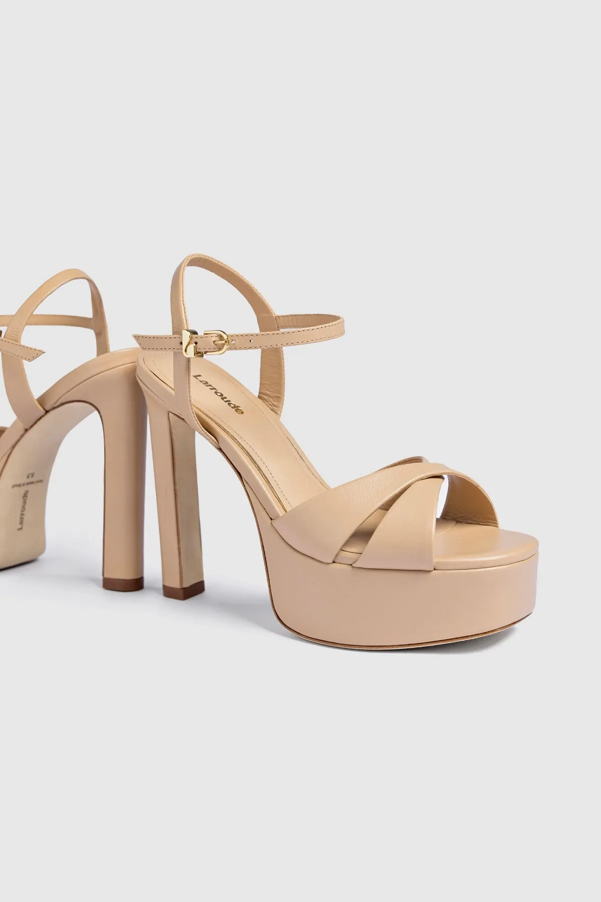 Bianca High Platform Sandal In Sand Leather sold by Larroude product image thumbnail 5