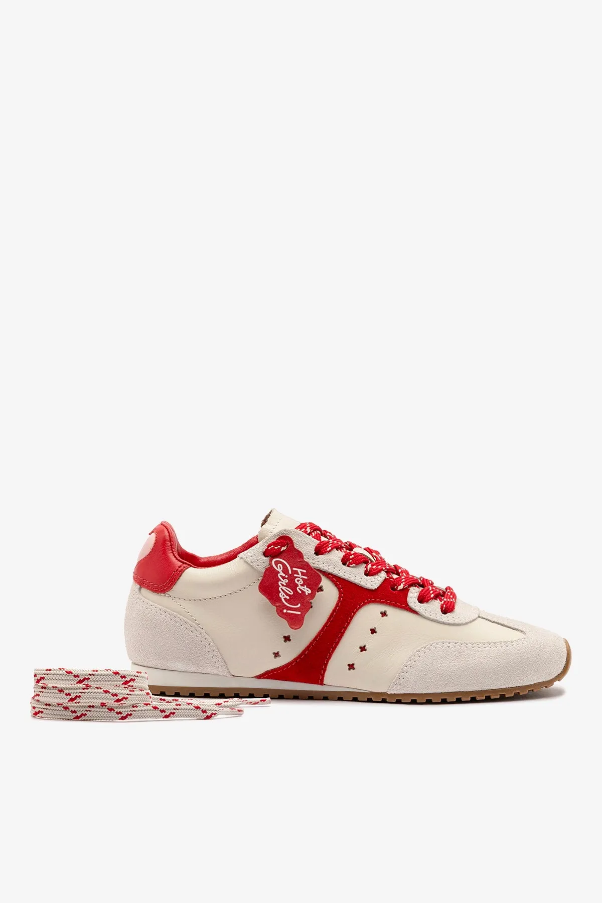 Stella Amore Sneaker In Ivory Leather and Scarlet Suede sold by Larroude product image thumbnail 4