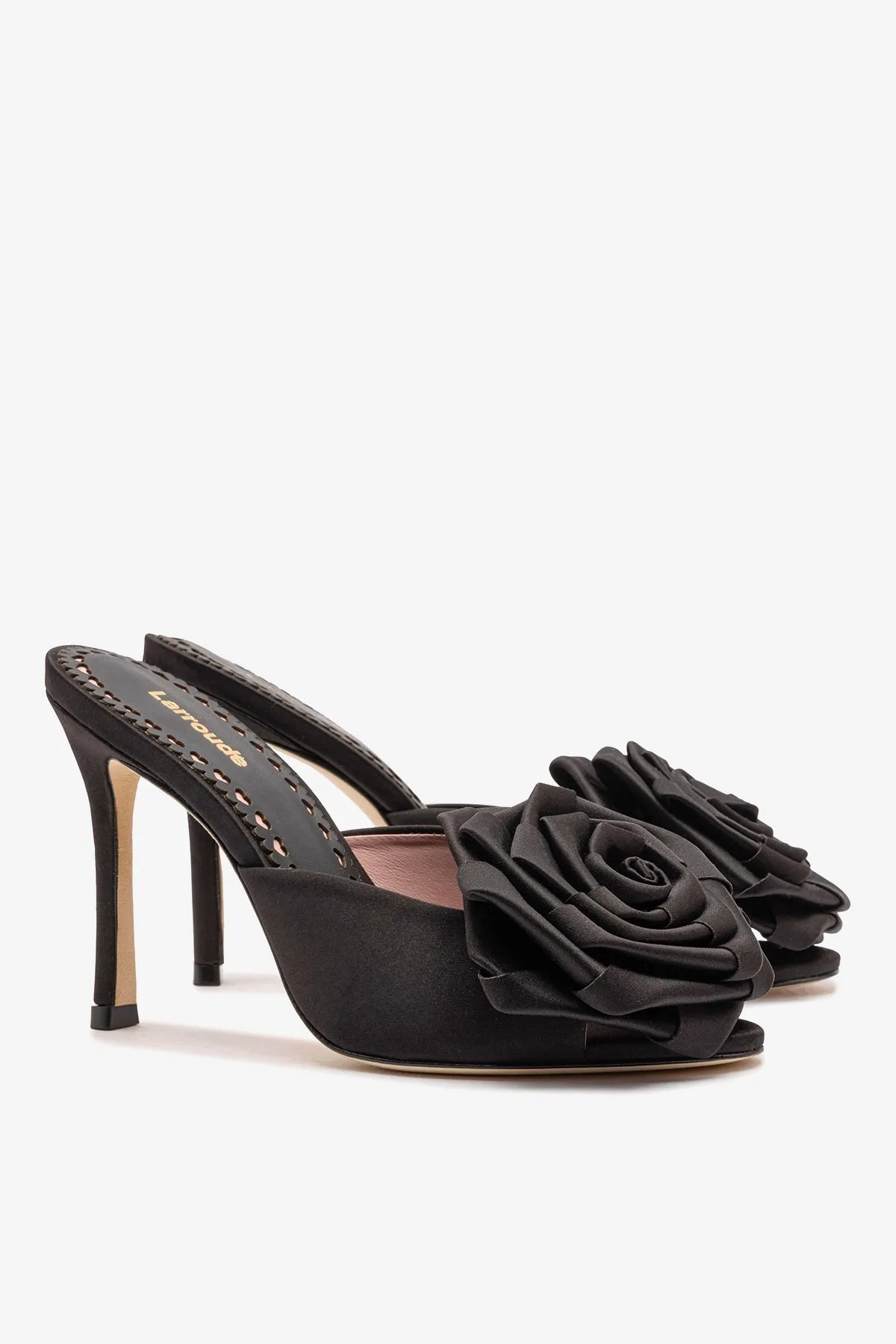 Scarlet Mule In Black SatIn sold by Larroude product image thumbnail 3