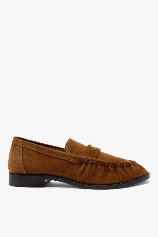 Suki Soft Loafer In Russet Suede sold by Larroude