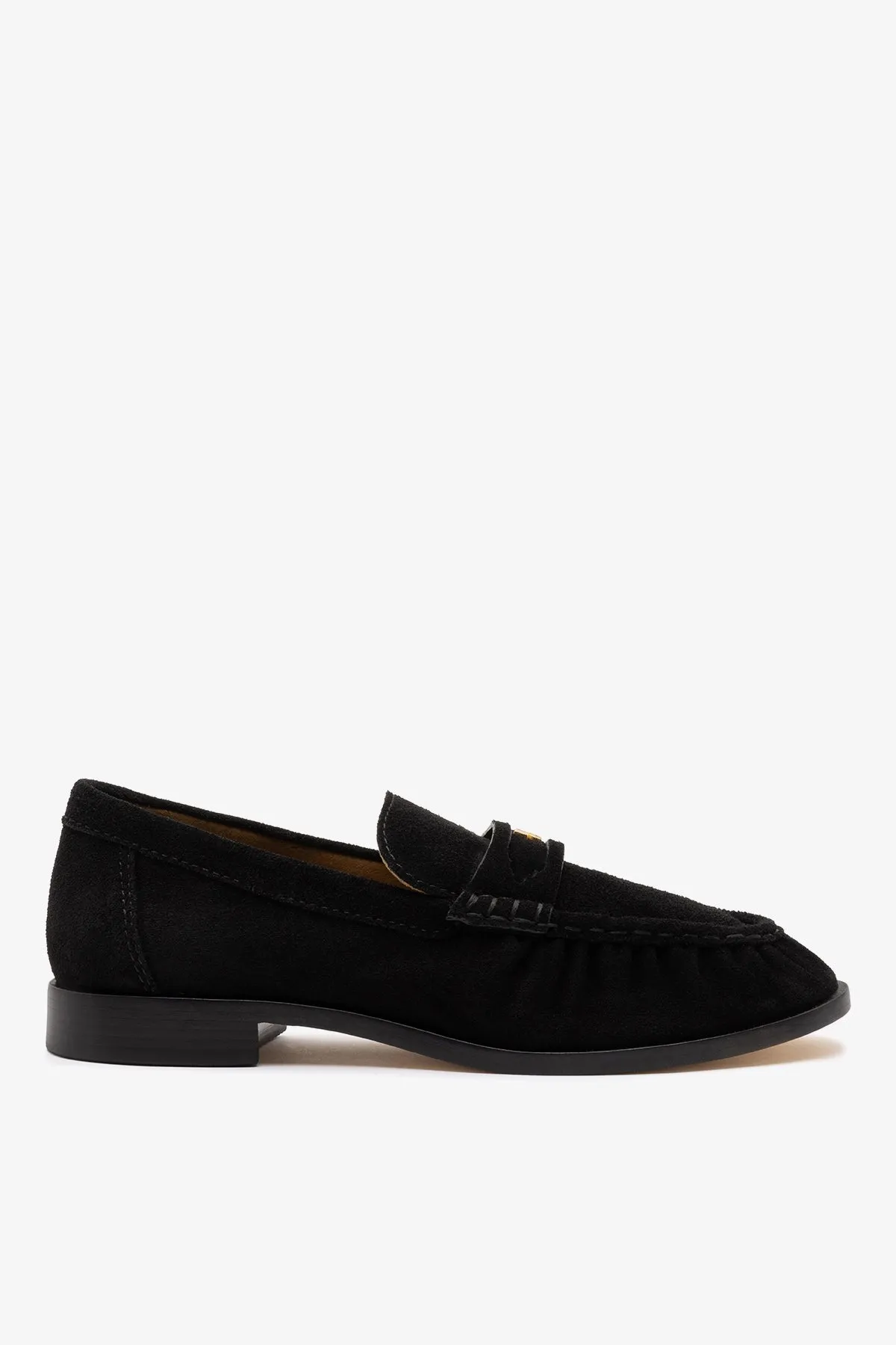 Suki Soft Loafer In Black Suede sold by Larroude