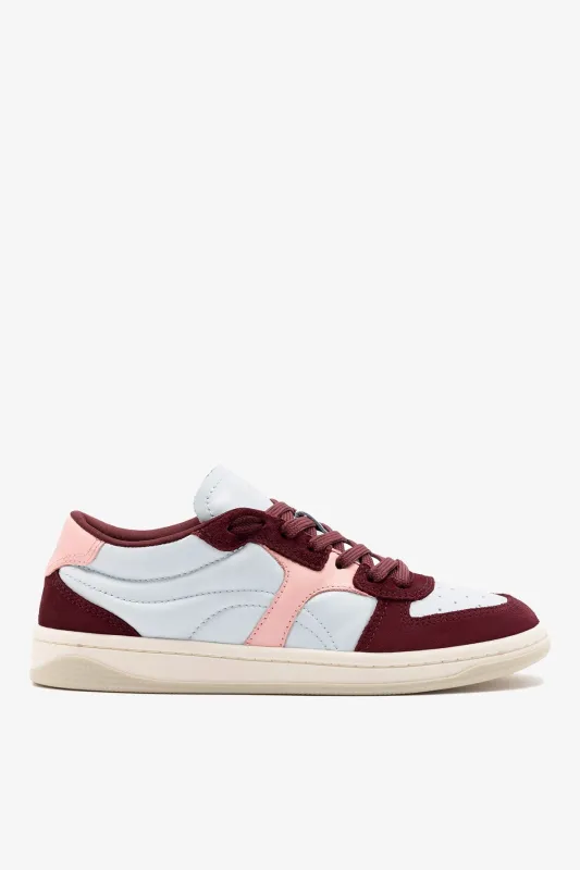 George Sneaker In Burgundy Suede and Maya and Tulip Leather sold by Larroude