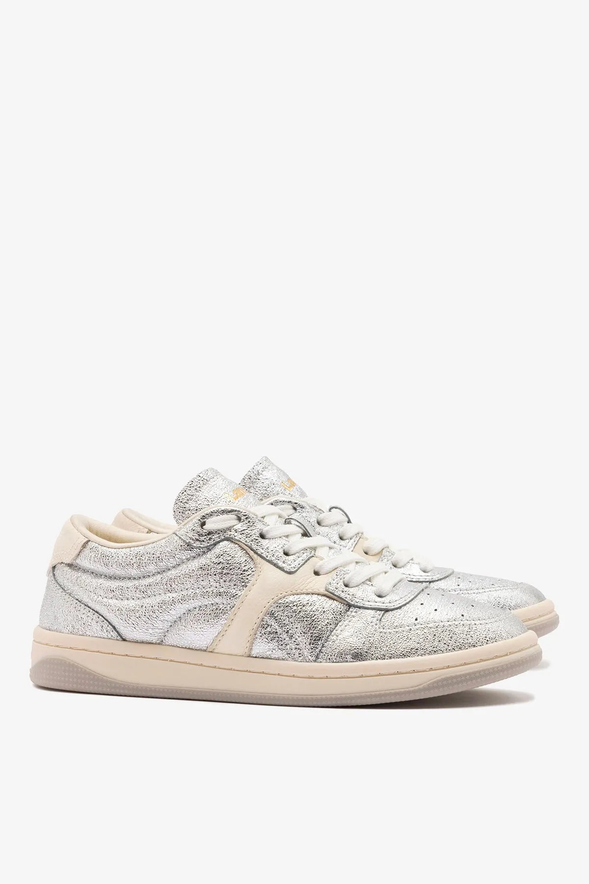 George Sneaker In Silver Sparkle Leather and Ivory Leather sold by Larroude product image thumbnail 3