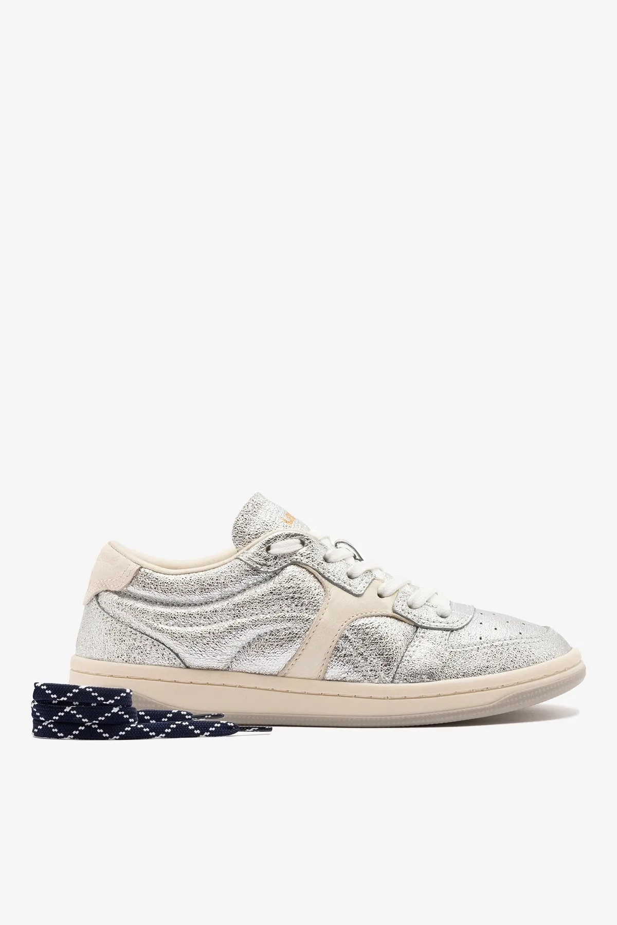 George Sneaker In Silver Sparkle Leather and Ivory Leather sold by Larroude product image thumbnail 4