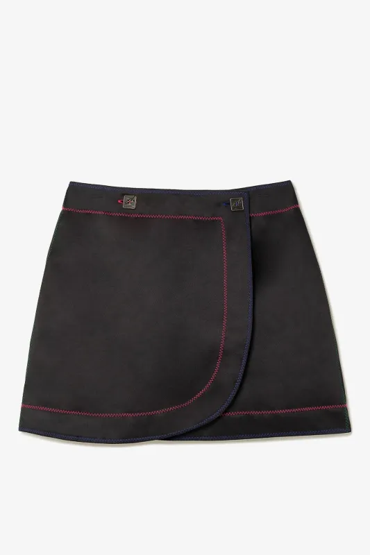 Marina Mini Skirt In Black Satin sold by Larroude