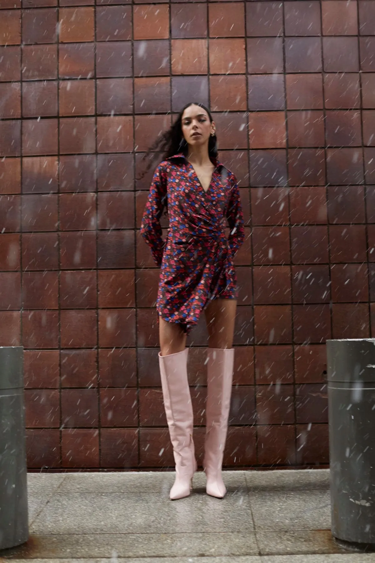 Sashi Wrap Dress In Black Floral Silk sold by Larroude product image thumbnail 5