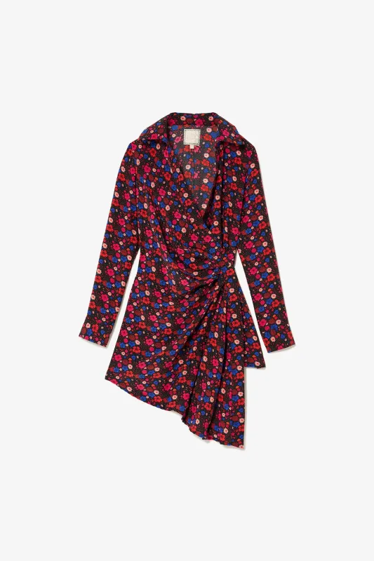 Sashi Wrap Dress In Black Floral Silk sold by Larroude