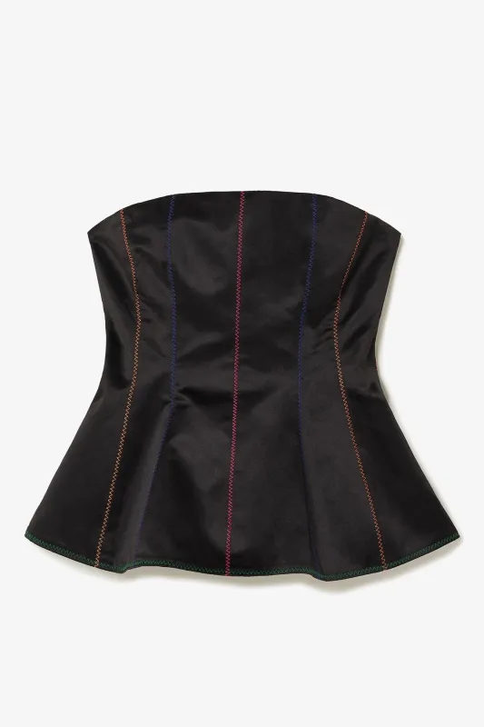Claire Bustier Top In Black Satin sold by Larroude