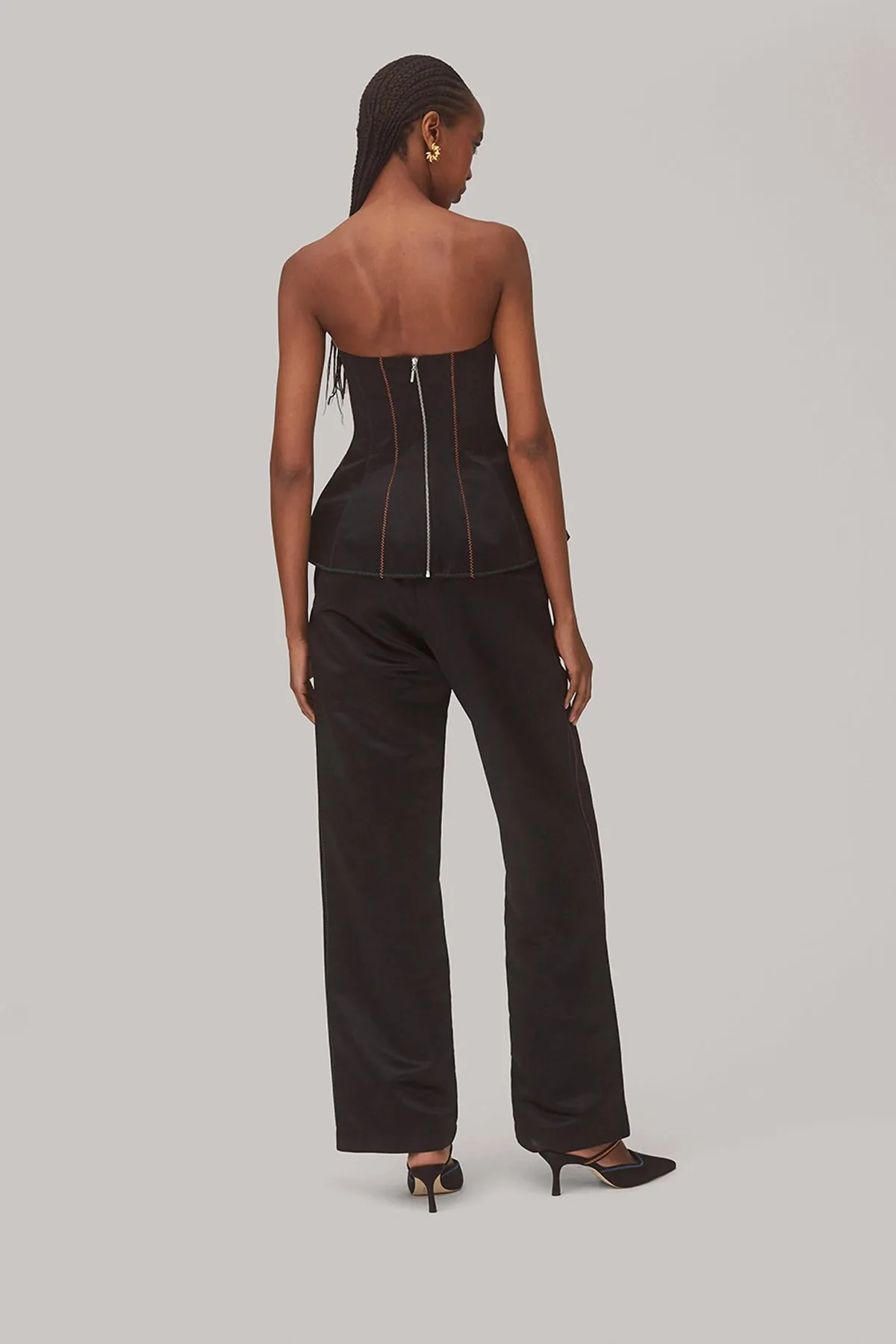 Claire Bustier Top In Black Satin sold by Larroude product image thumbnail 4