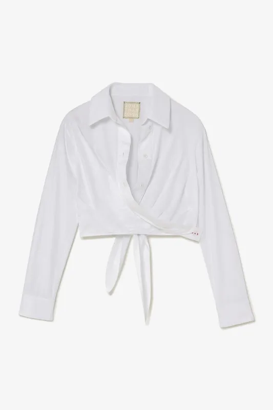 Rose Wrap Top In White Cotton sold by Larroude