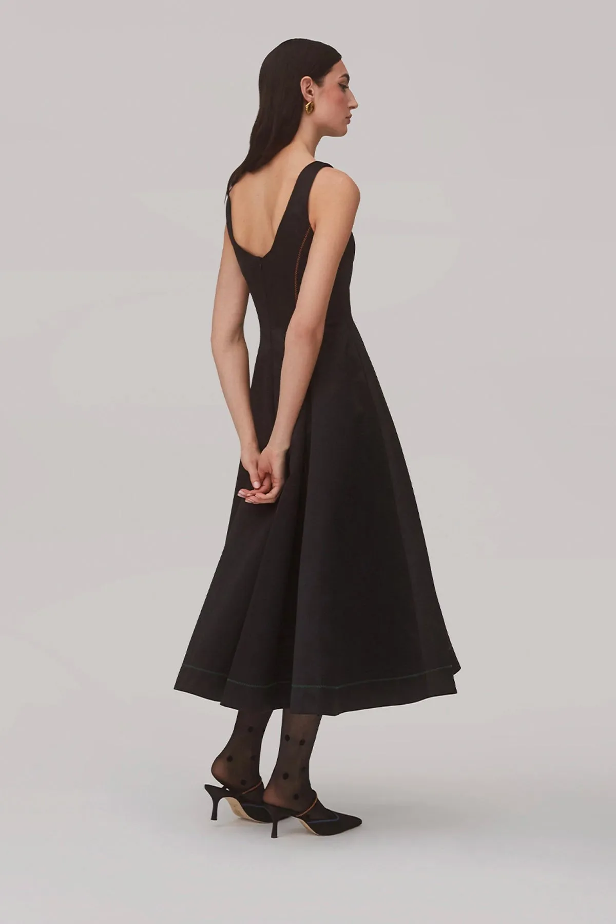 Sophia Dress In Black Satin sold by Larroude product image thumbnail 4