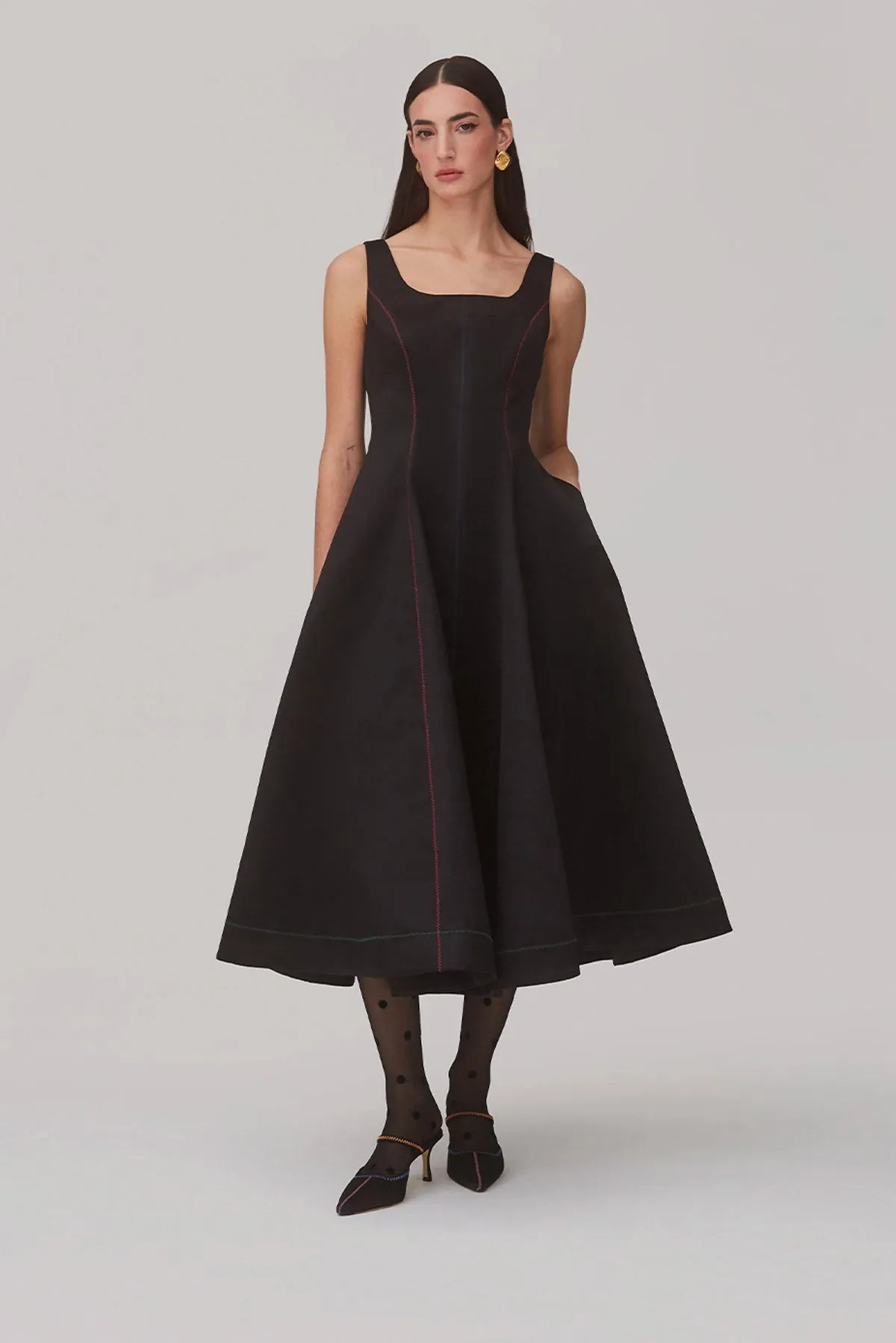 Sophia Dress In Black Satin sold by Larroude product image thumbnail 3
