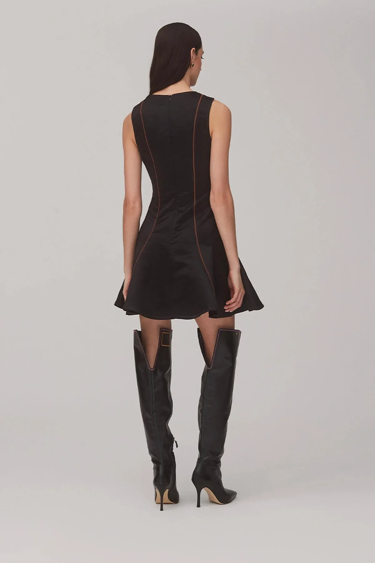 Sarah Dress In Black Satin sold by Larroude product image thumbnail 2