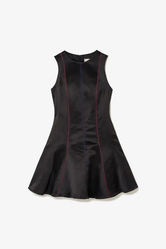 Sarah Dress In Black Satin sold by Larroude