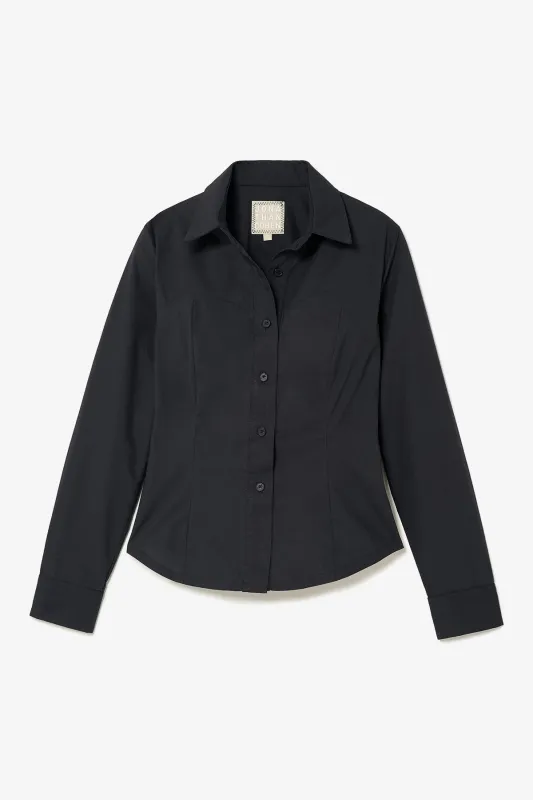 Eva Bustier Top In Black Percale sold by Larroude