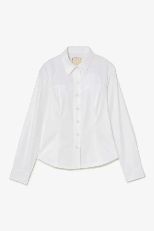 Eva Bustier Top In White Percale sold by Larroude