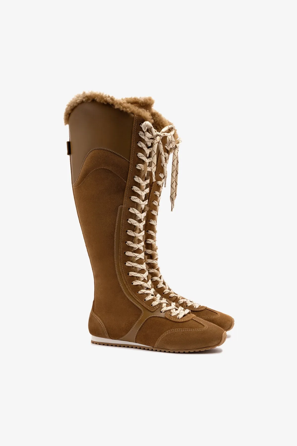 Larroudé x Jonathan Cohen Boot Tenis Hi Shearling In Russet Suede sold by Larroude product image thumbnail 2