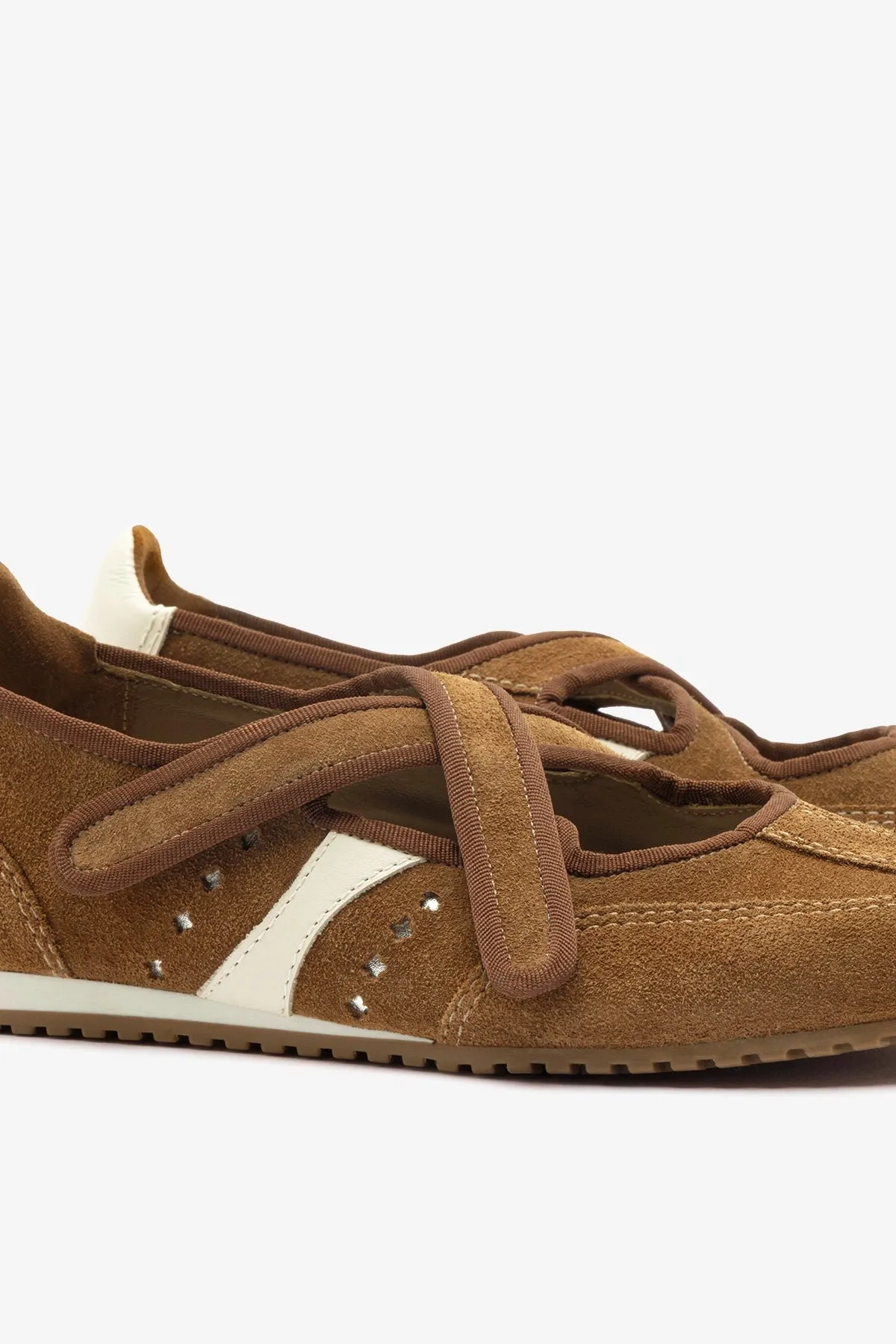 Stella Ballerina Flat In Russet Suede and Ivory Leather sold by Larroude product image thumbnail 4