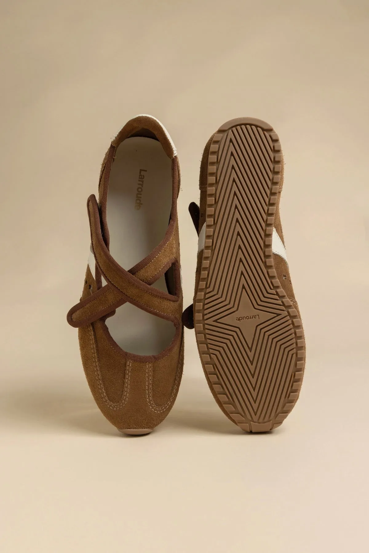 Stella Ballerina Flat In Russet Suede and Ivory Leather sold by Larroude product image thumbnail 2