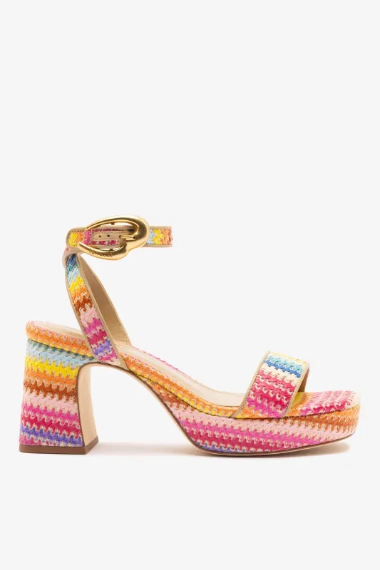 Dolly Verona Low Sandal In Rainbow Raffia and Beige Leather sold by Larroude