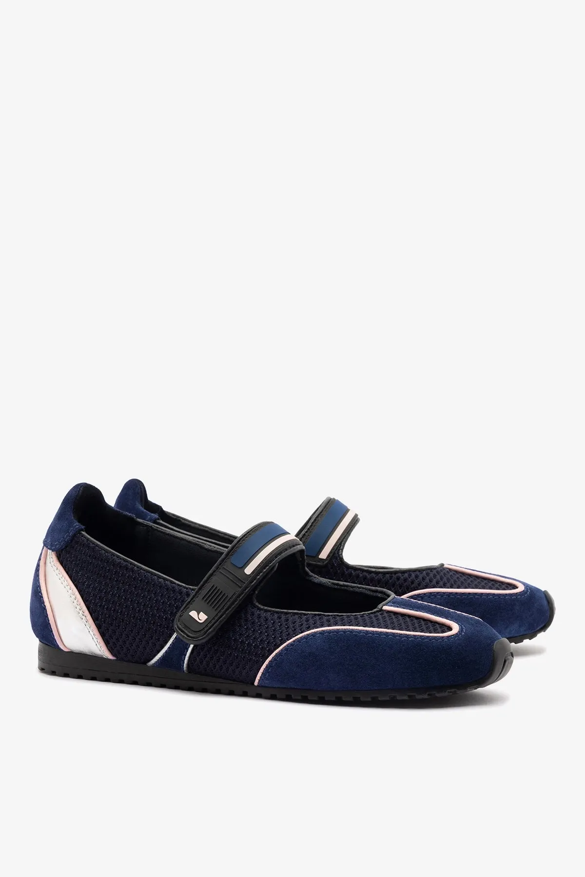 Devon Sneakerina Black Mesh and Navy Suede sold by Larroude product image thumbnail 3
