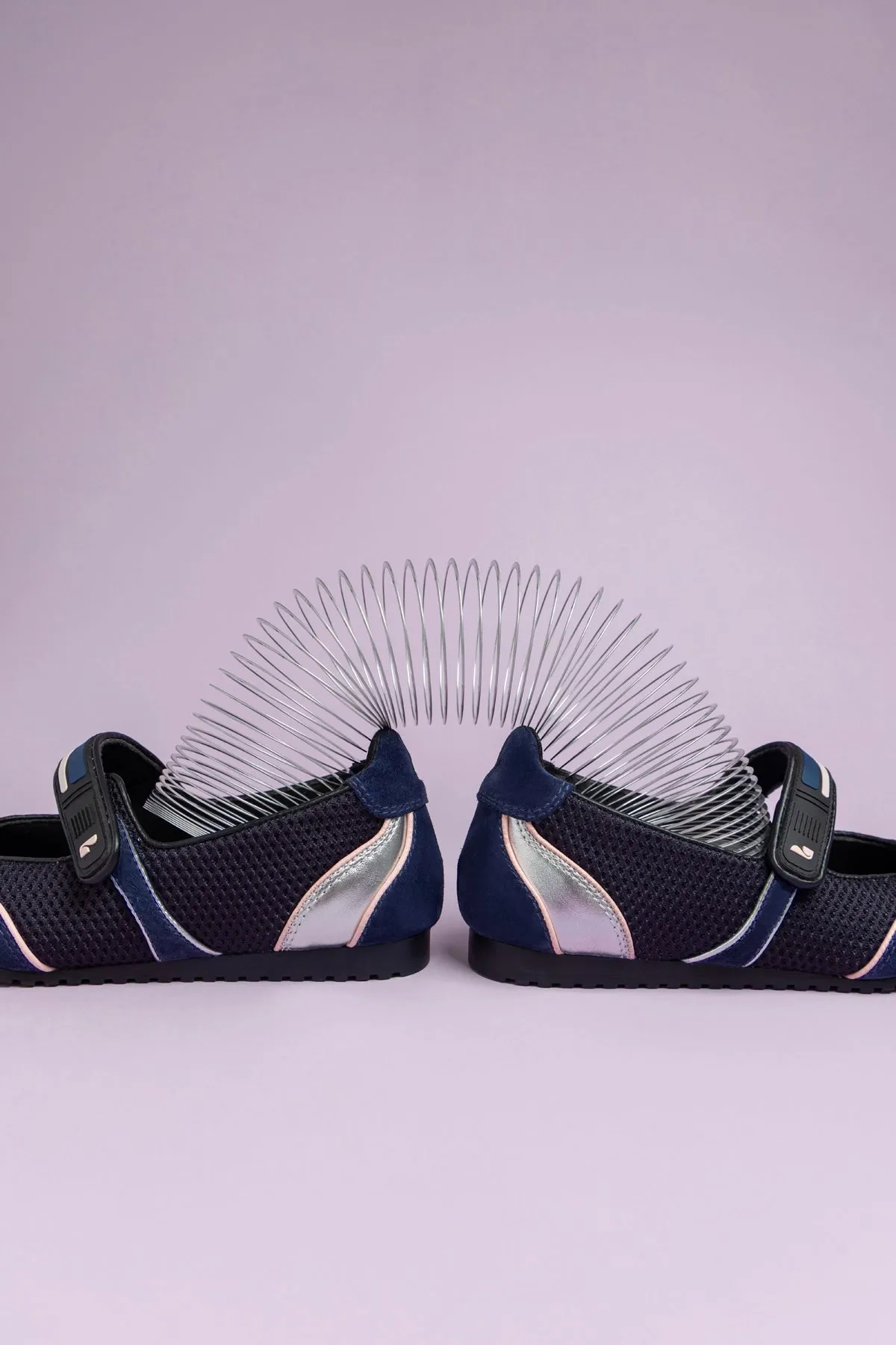 Devon Sneakerina Black Mesh and Navy Suede sold by Larroude product image thumbnail 2