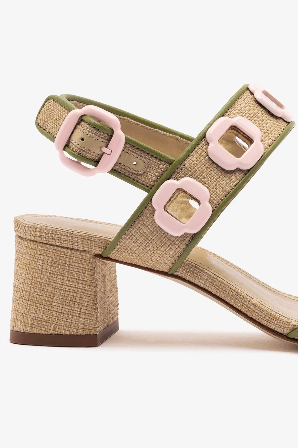 Milan Sandal In Beige Raffia and Seaweed Leather sold by Larroude product image thumbnail 4