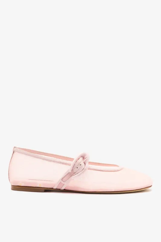 Verona Mesh Ballet Flat In Strawberry Cream Mesh and Leather sold by Larroude
