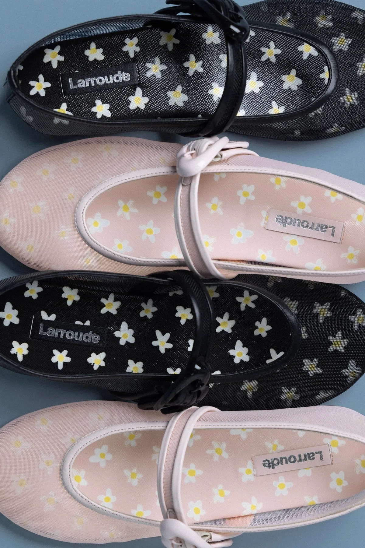 Verona Mesh Ballet Flat In Strawberry Cream Mesh and Leather sold by Larroude product image thumbnail 5
