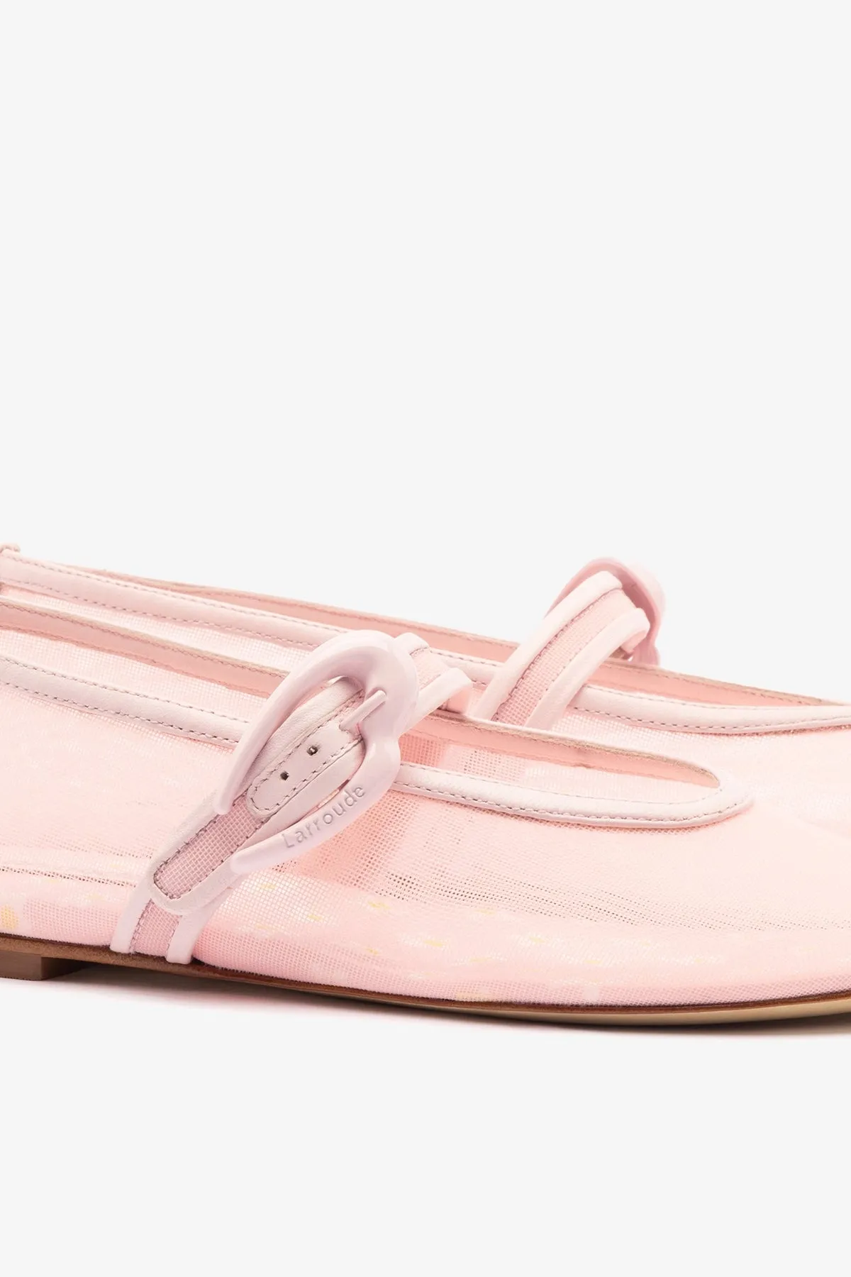 Verona Mesh Ballet Flat In Strawberry Cream Mesh and Leather sold by Larroude product image thumbnail 4