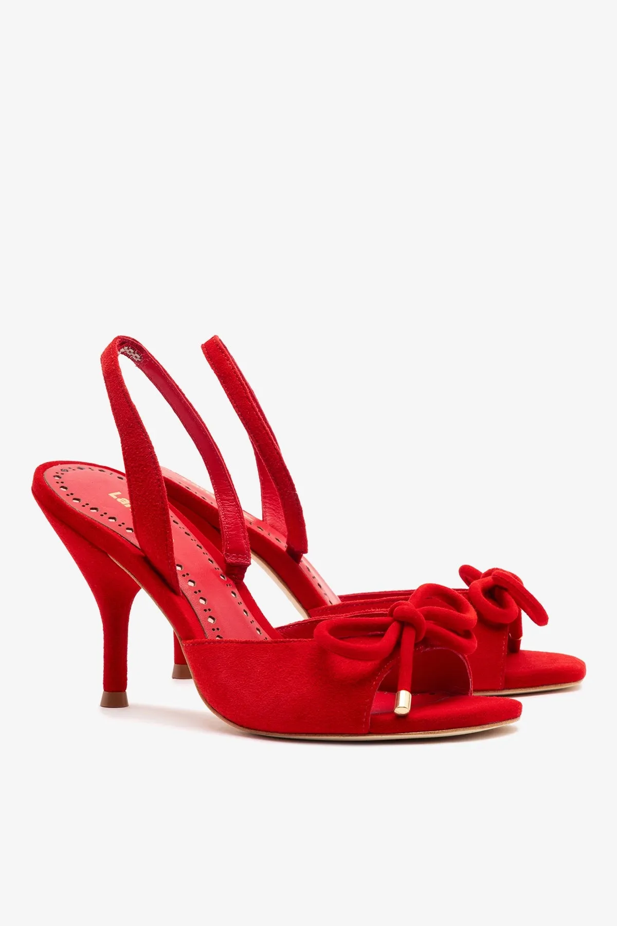 Lady Sandal In Scarlet Suede sold by Larroude product image thumbnail 3