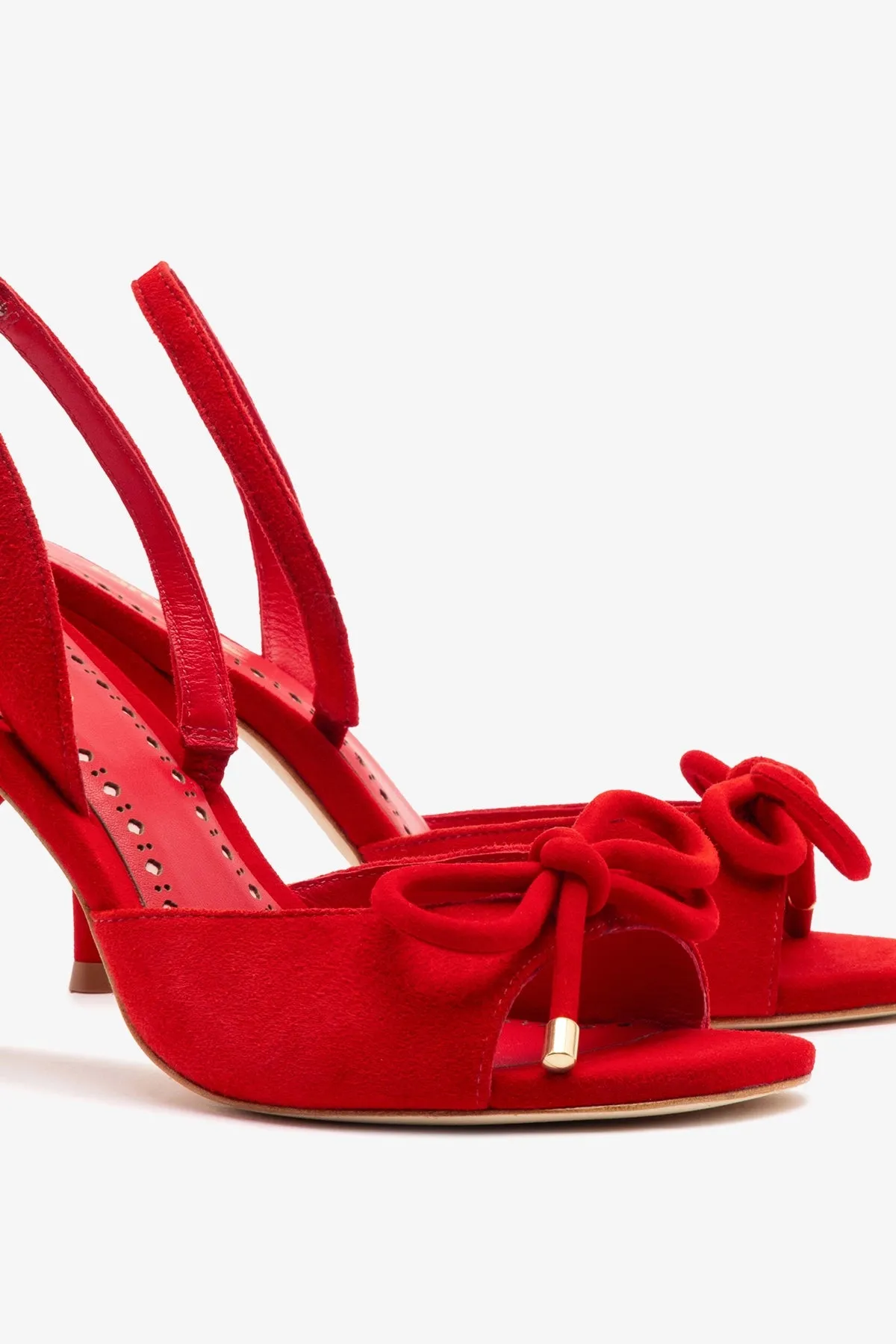 Lady Sandal In Scarlet Suede sold by Larroude product image thumbnail 4