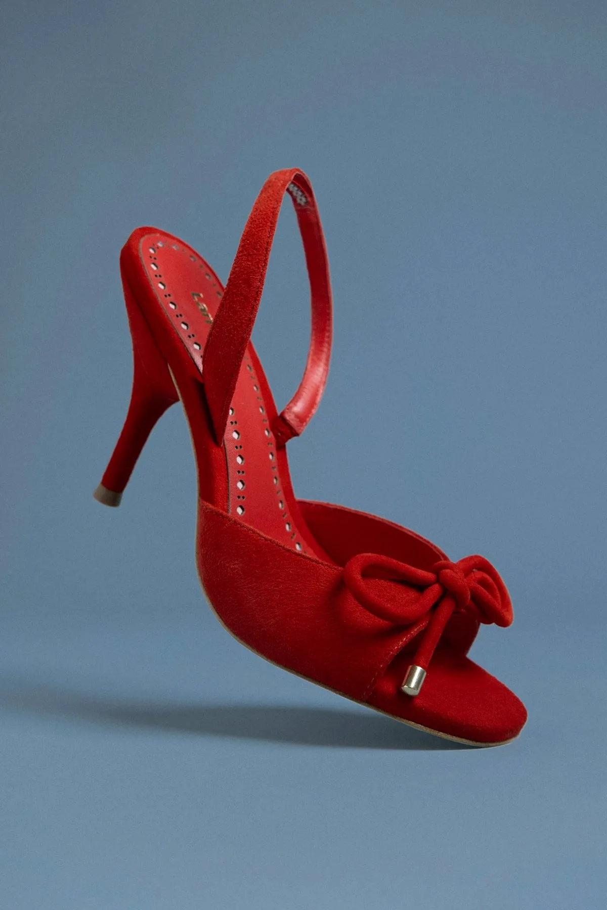 Lady Sandal In Scarlet Suede sold by Larroude product image thumbnail 5
