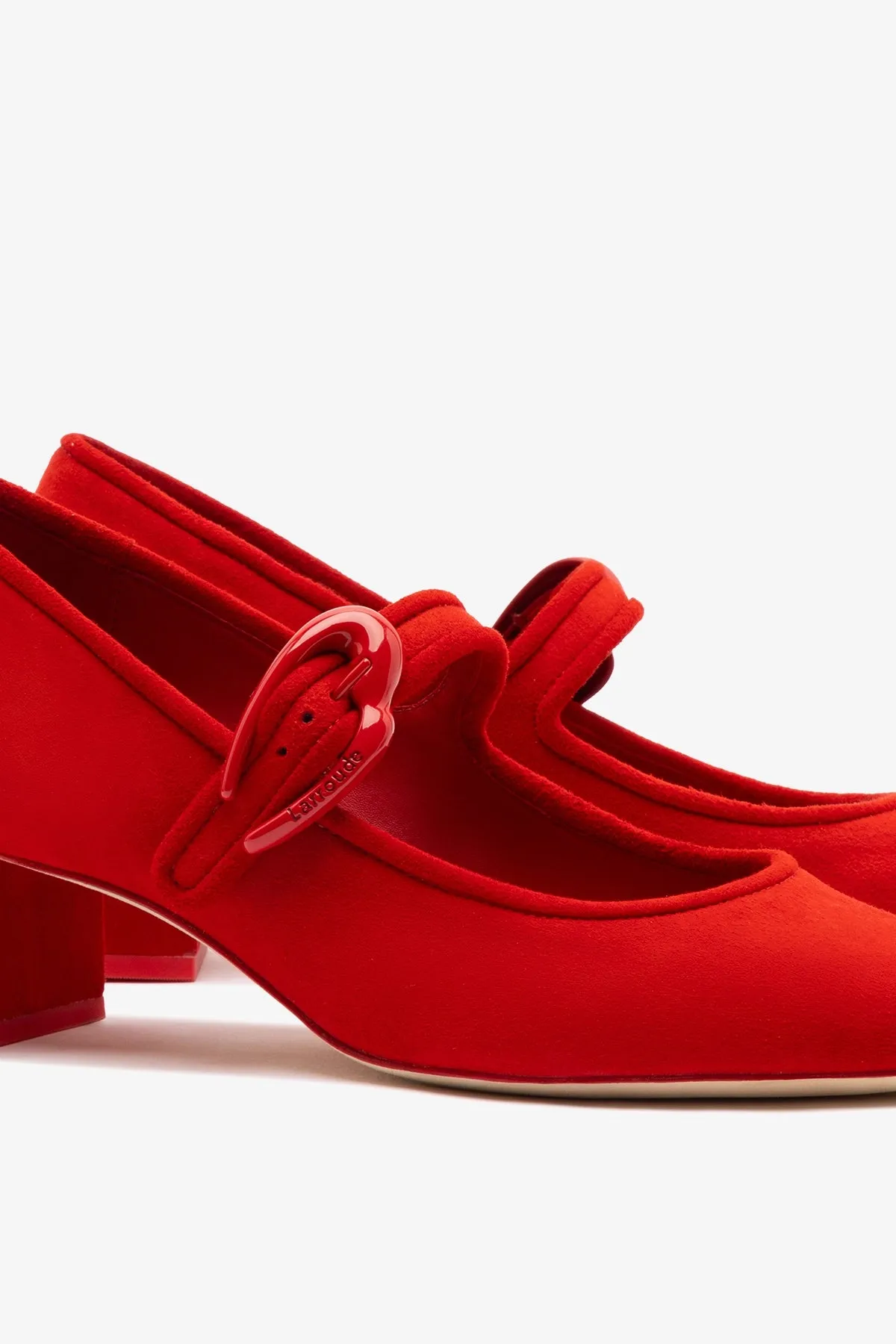Verona Block Pump In Scarlet Suede sold by Larroude product image thumbnail 4