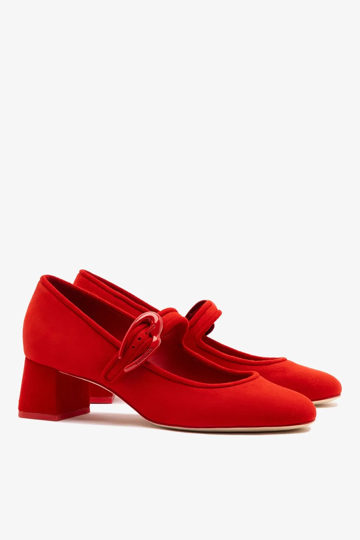 Verona Block Pump In Scarlet Suede sold by Larroude product image thumbnail 3