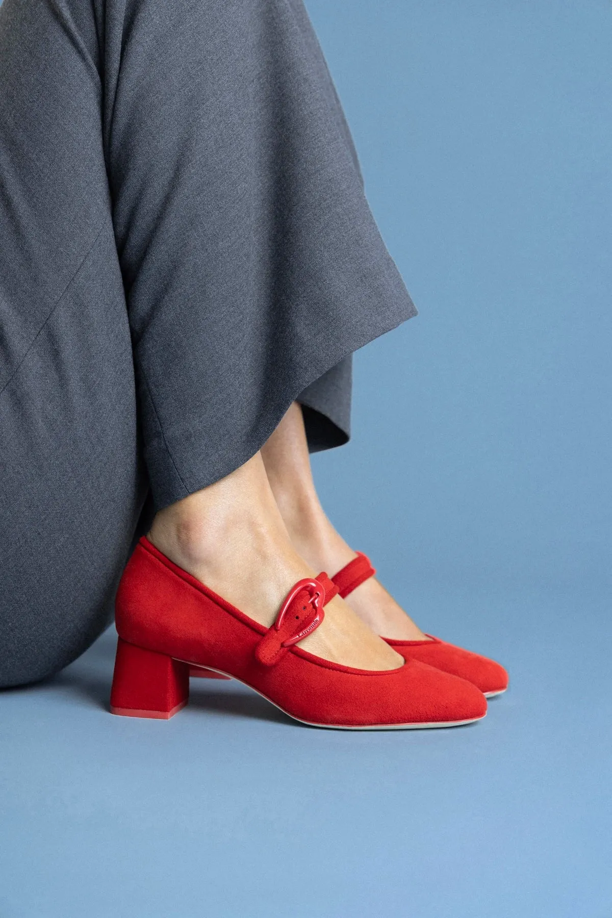 Verona Block Pump In Scarlet Suede sold by Larroude product image thumbnail 2