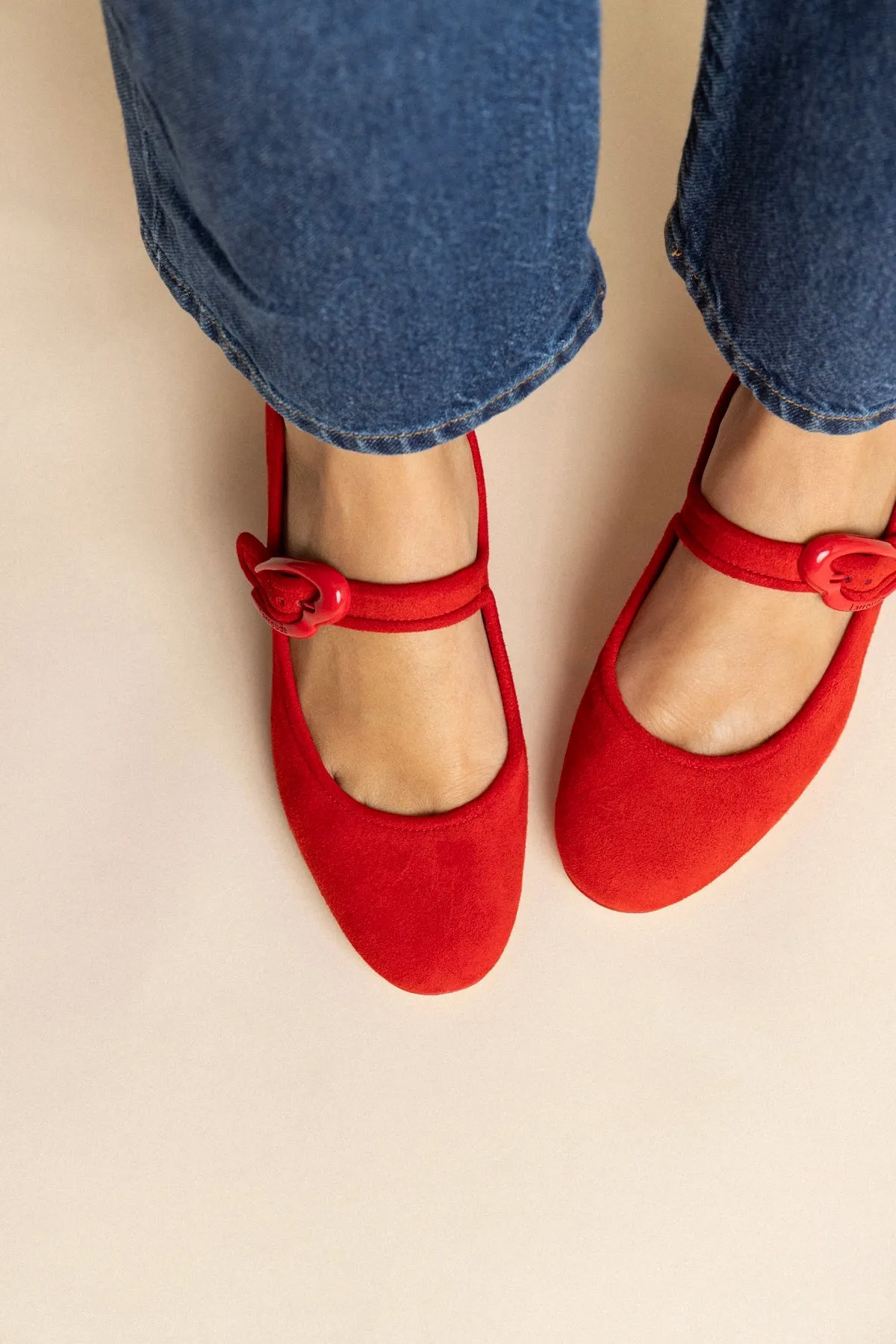 Verona Block Pump In Scarlet Suede sold by Larroude product image thumbnail 5