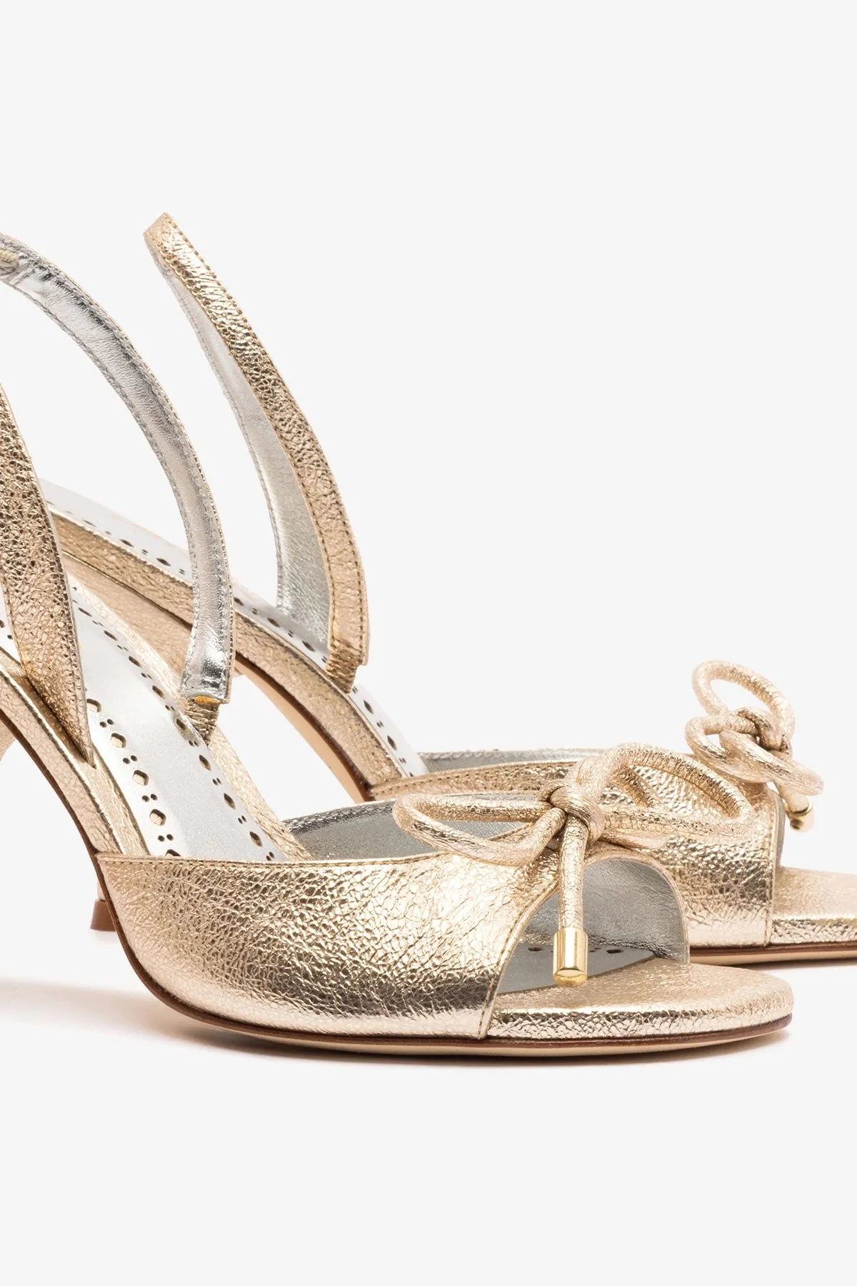 Lady Sandal In Platina Sparkle Metallic Leather sold by Larroude product image thumbnail 4