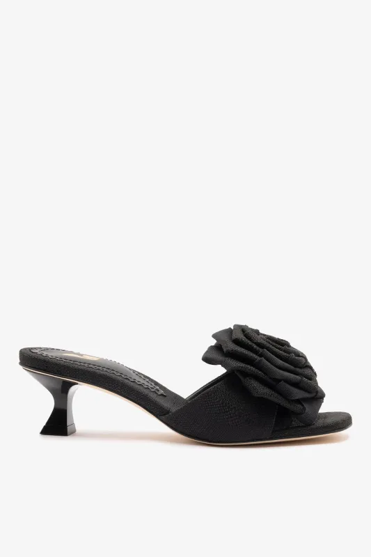 Scarlet Low Mule In Black Raffia sold by Larroude