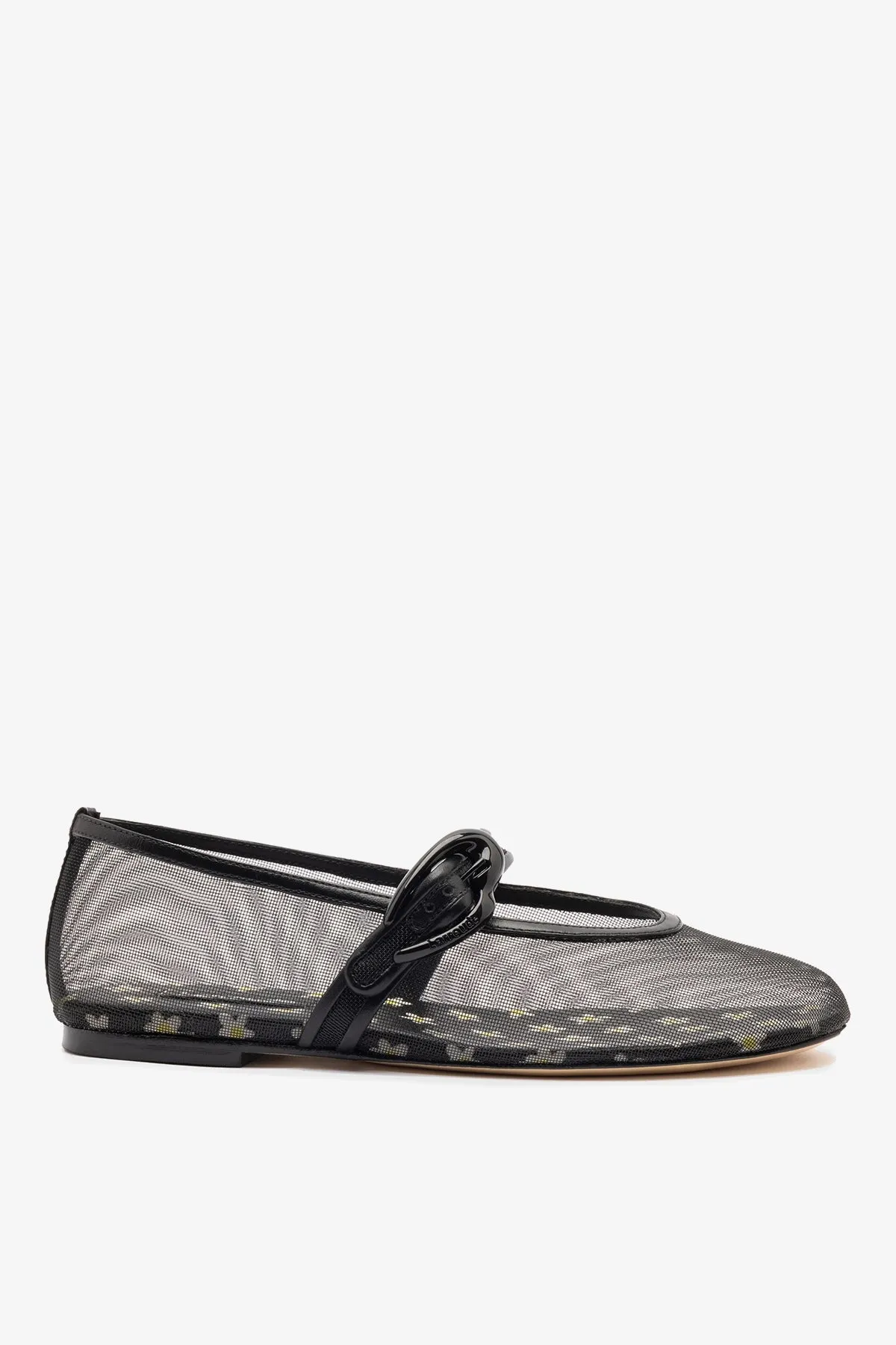 Verona Mesh Ballet Flat In Black Mesh and Leather sold by Larroude