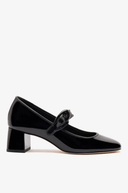 Verona Block Pump In Black Patent Leather sold by Larroude