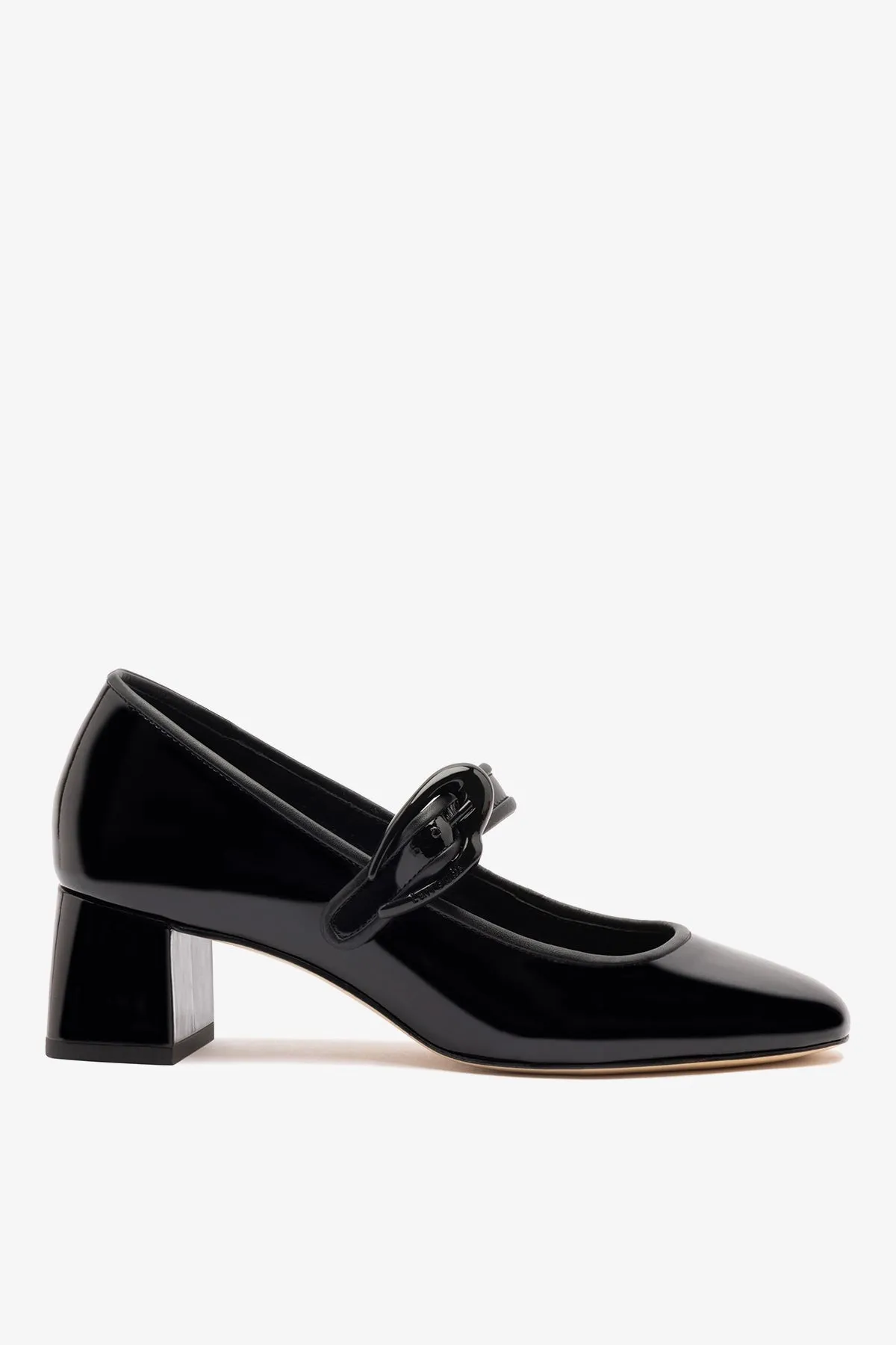 Verona Block Pump In Black Patent Leather sold by Larroude