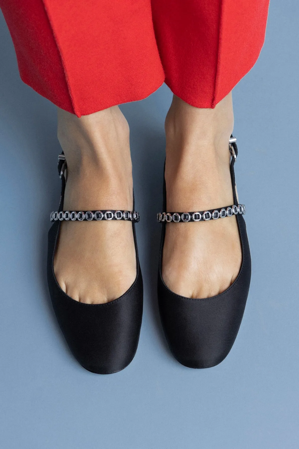 Georgina Milanina Ballet Flat In Black Satin sold by Larroude product image thumbnail 2