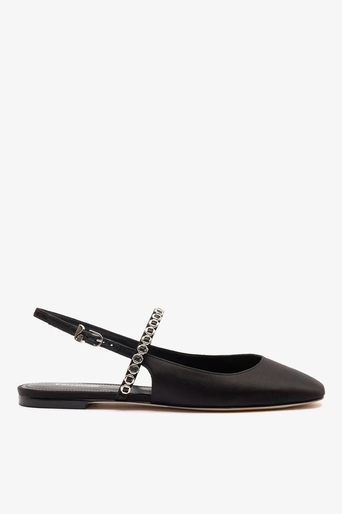 Georgina Milanina Ballet Flat In Black Satin sold by Larroude