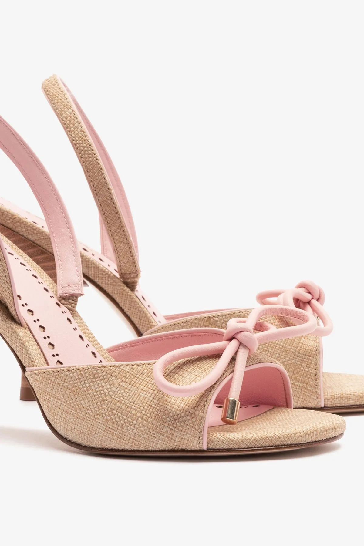 Lady Sandal In Beige Raffia And Tulip Leather sold by Larroude product image thumbnail 4