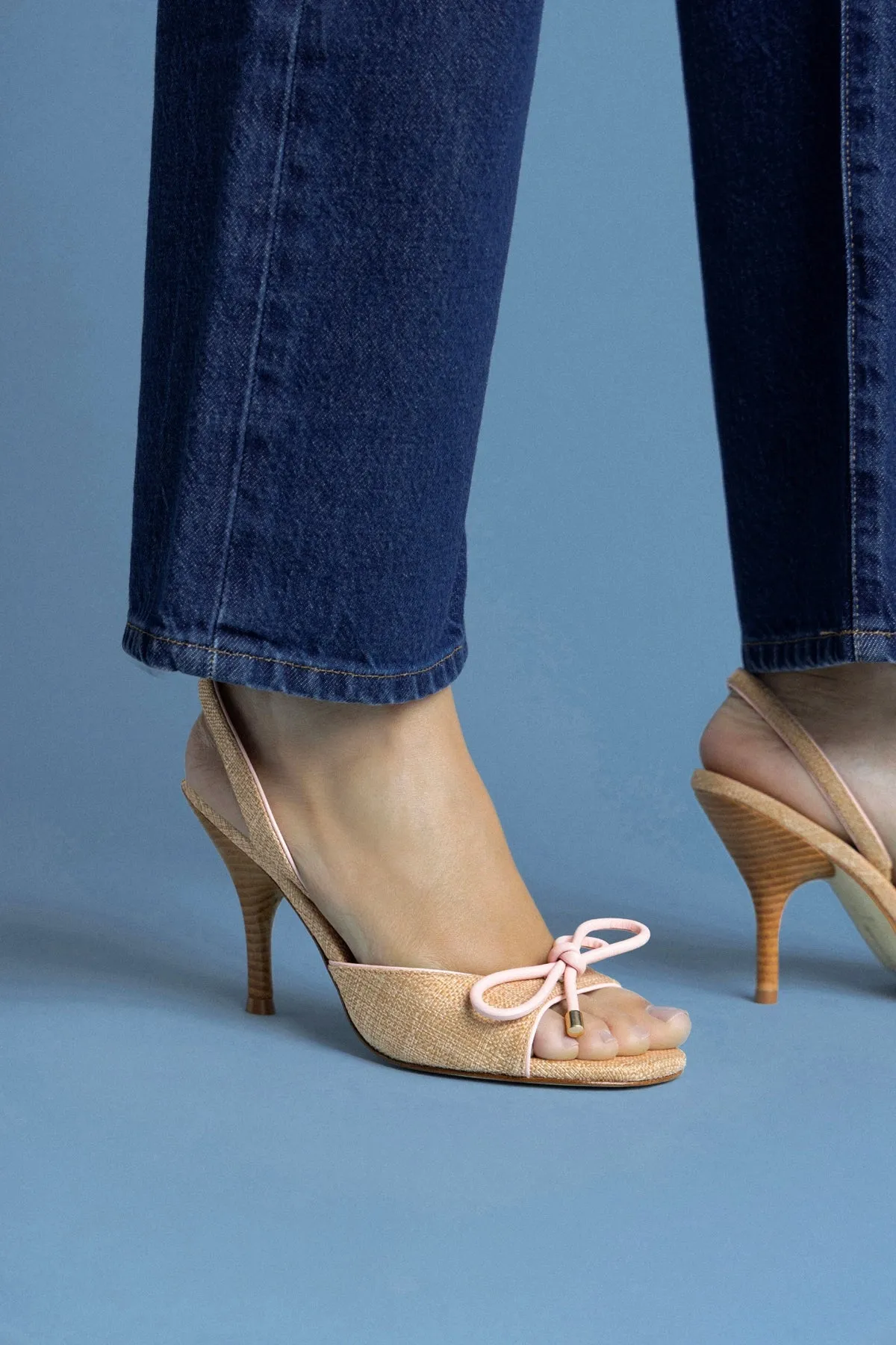 Lady Sandal In Beige Raffia And Tulip Leather sold by Larroude product image thumbnail 2