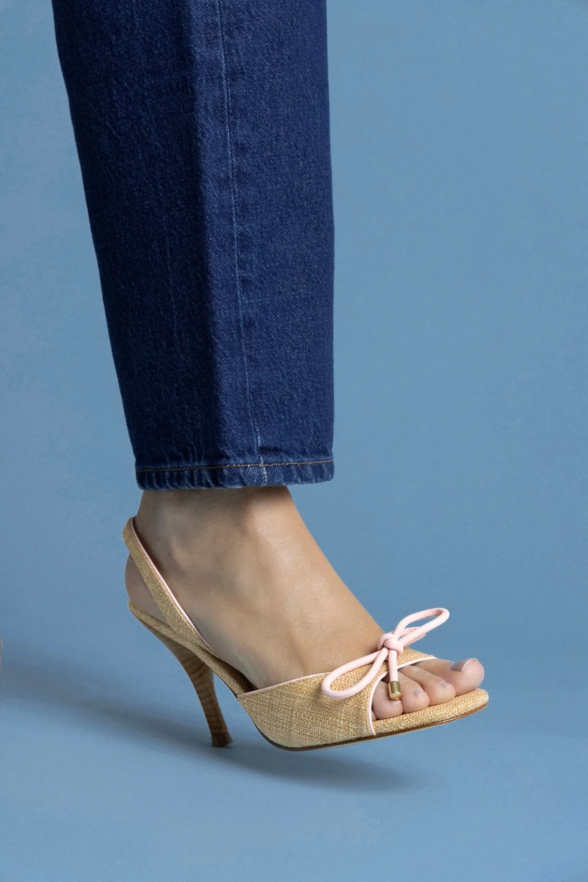 Lady Sandal In Beige Raffia And Tulip Leather sold by Larroude product image thumbnail 5