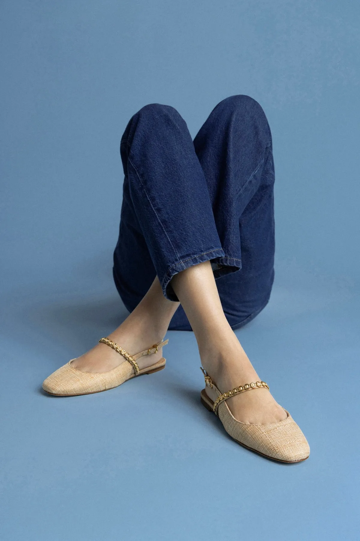 Georgina Milanina Ballet Flat In Beige Raffia sold by Larroude product image thumbnail 2