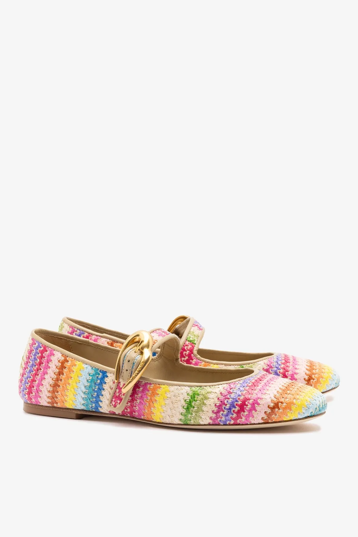 Verona Ballet Flat In Rainbow Raffia and Beige Leather sold by Larroude product image thumbnail 3